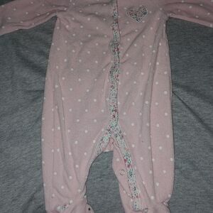 Carter's Pink Polka Dot Footie with Heart Detail